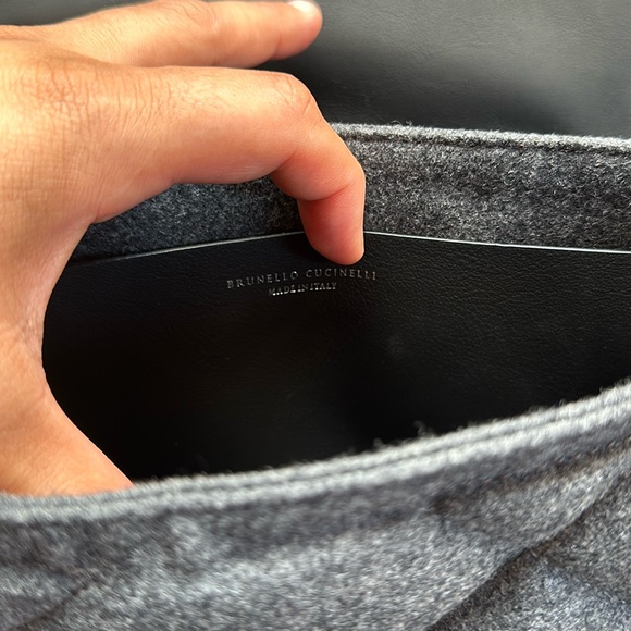 BRUNELLO CUCINELLI Quilted Wool and Leather Top-handle Bag W/ Monili Trim - Picture 8 of 16